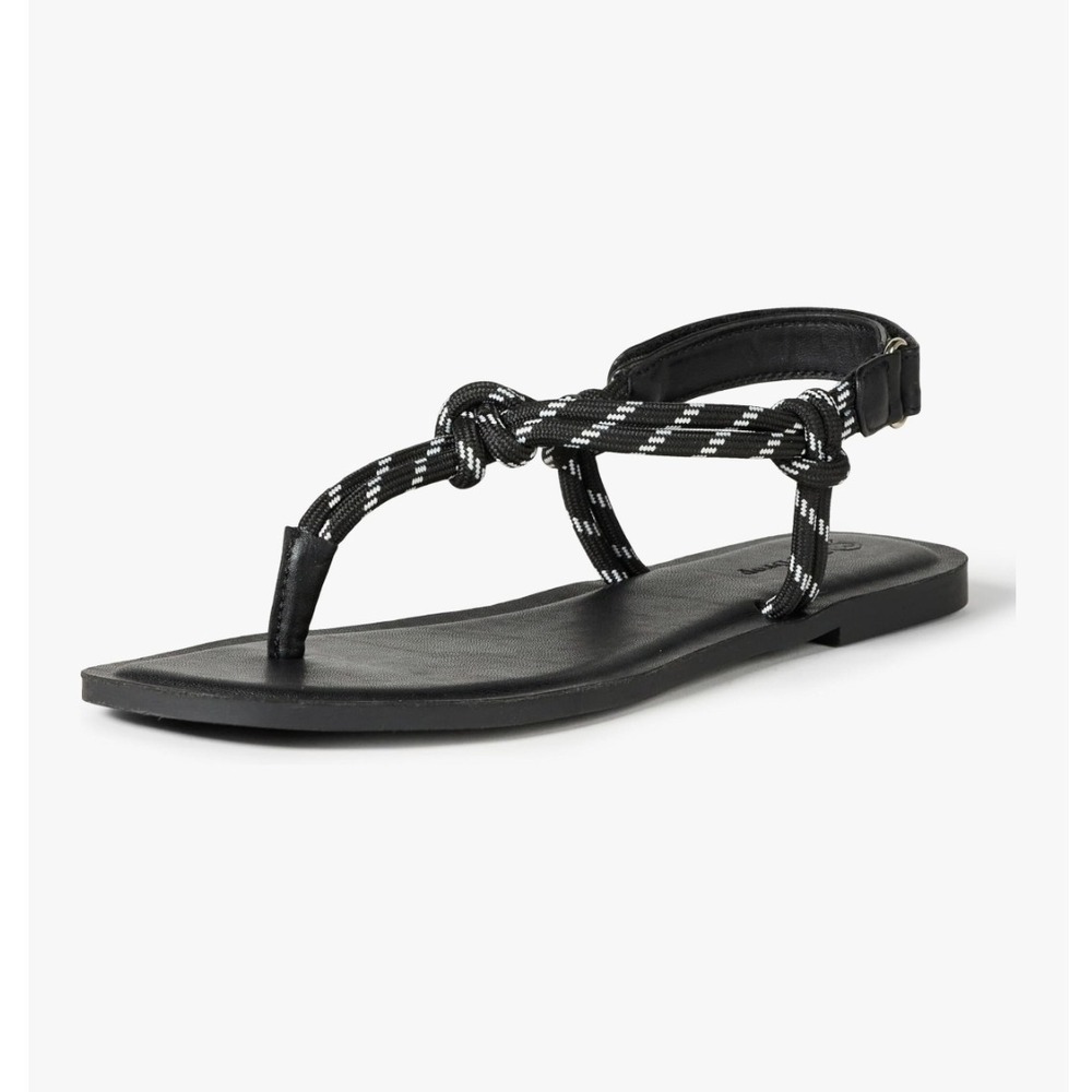 The Drop Women's‎ Sandals Size 8.5 Black Rope Ankle Thong Summer Casual